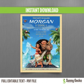 Moana 5x7 in. Birthday Invitation - Design 3